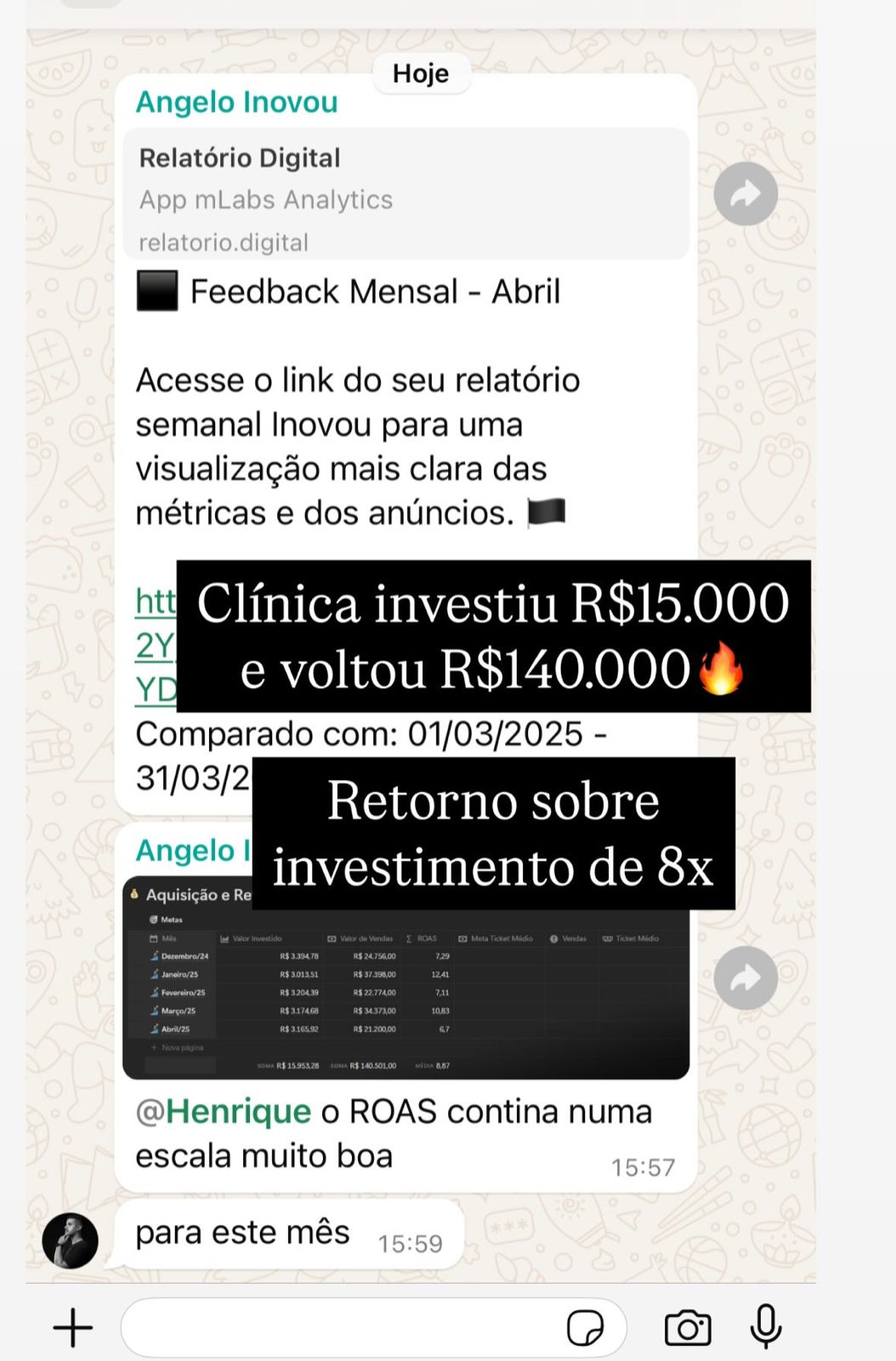Resultado de cliente da Inovou